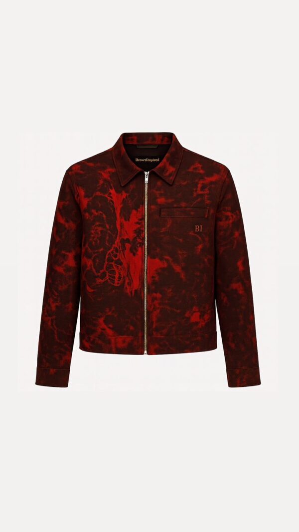 Abstract red/black tie day denim