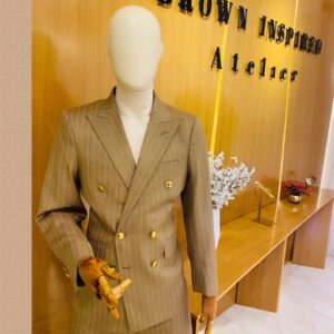 Brown pinstripe DB suit