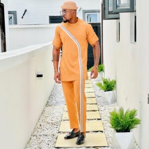 Tan drop two piece kaftan