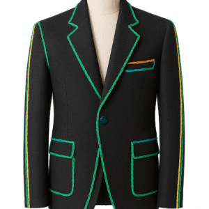 Charcoal blazer with color trim details