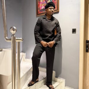 - Black two piece fit -