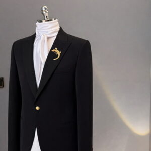 — Black suit , Gold details —