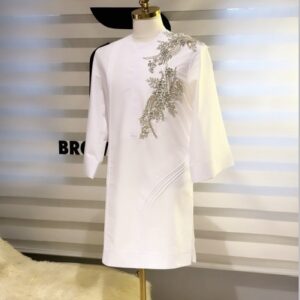 White embossed two piece kaftan