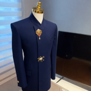 Midnight navy mandarin - collar suit